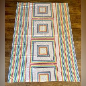 Vintage Rainbow Print Striped Flat Sheet Twin XL Bed 70s Vera Pride LBGTQ 66x104